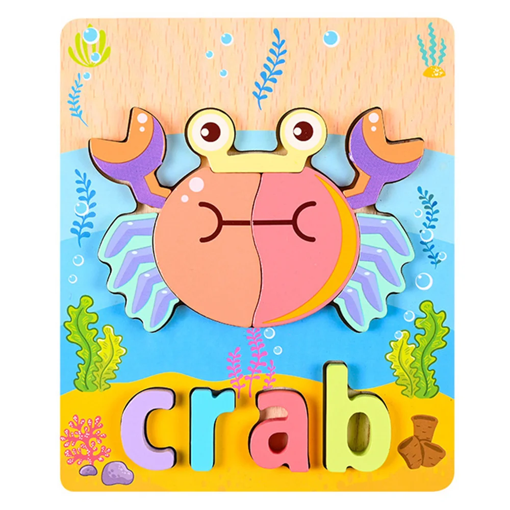 Miếng ghép gỗ hình con vật dễ thương kèm tên tiếng anh RFD638978 C412