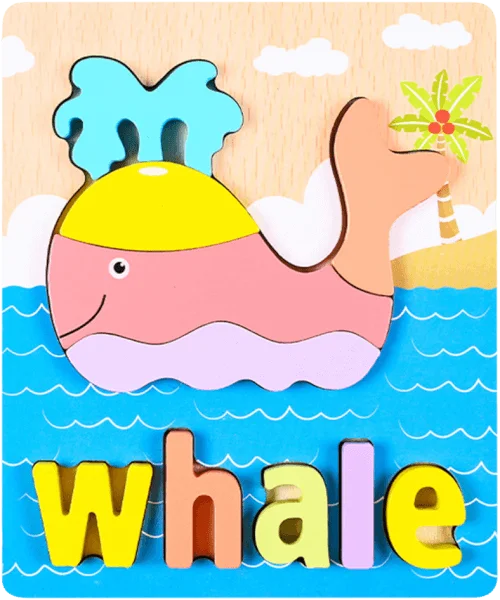 Miếng ghép gỗ hình con vật dễ thương kèm tên tiếng anh RFD638978 C412