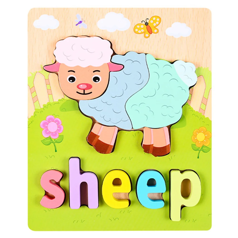 Miếng ghép gỗ hình con vật dễ thương kèm tên tiếng anh RFD638980 C412