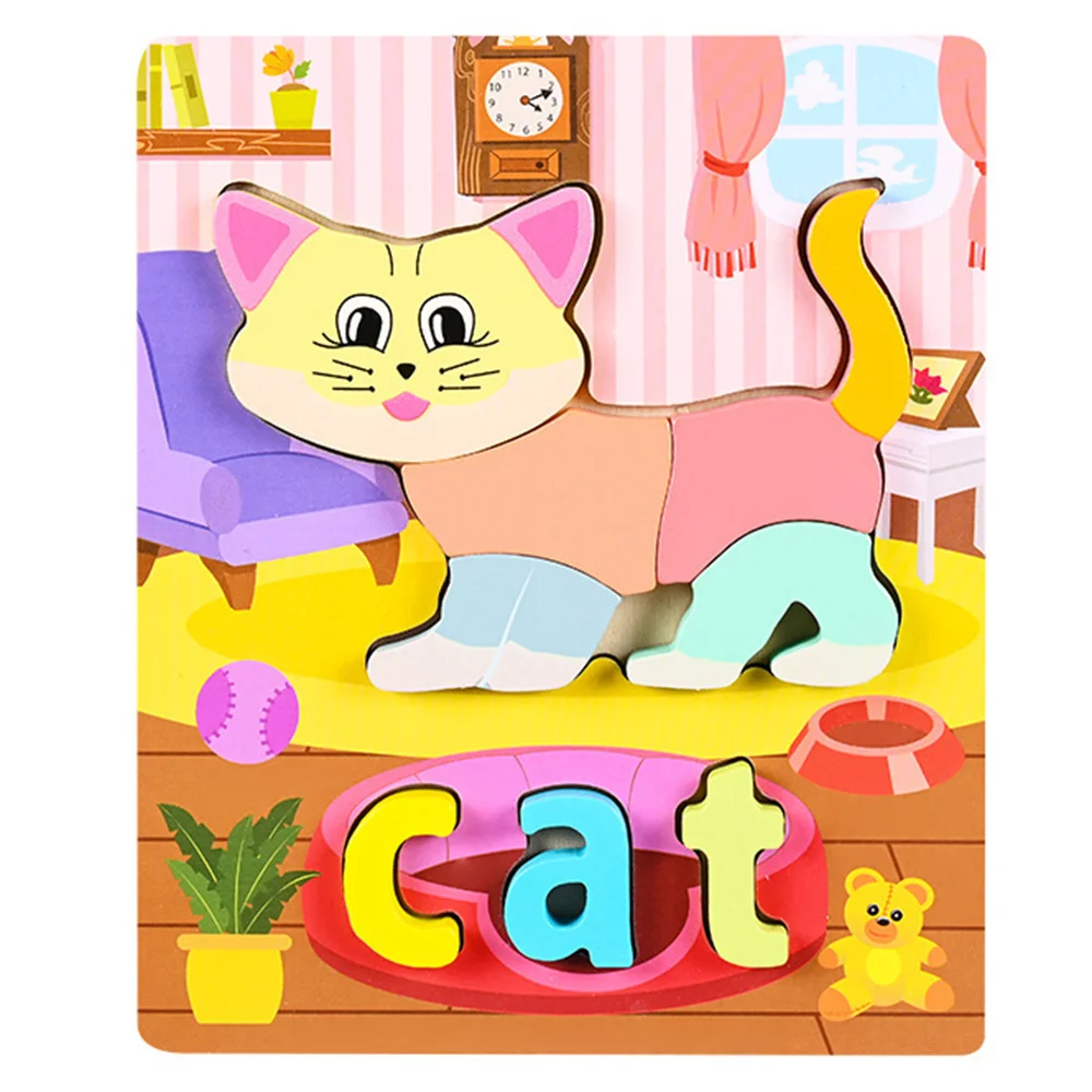 Miếng ghép gỗ hình con vật dễ thương kèm tên tiếng anh RFD638980 C412