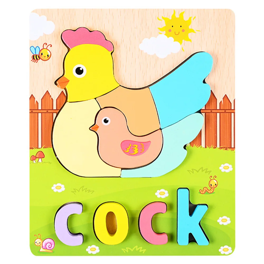 Miếng ghép gỗ hình con vật dễ thương kèm tên tiếng anh RFD638980 C412