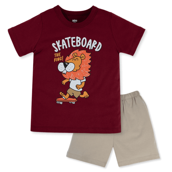 Bộ bé trai ngắn Animo Easy HN0325038 (1-4Y,Đỏ-be,DD02)