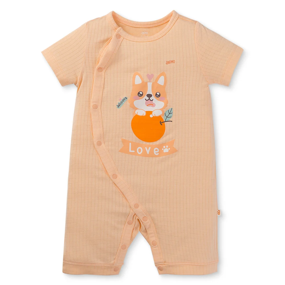 Set 2 bodysuit rayon chống muỗi đùi Animo VD0425035 (0-12M,Cam-trắng,TT06)
