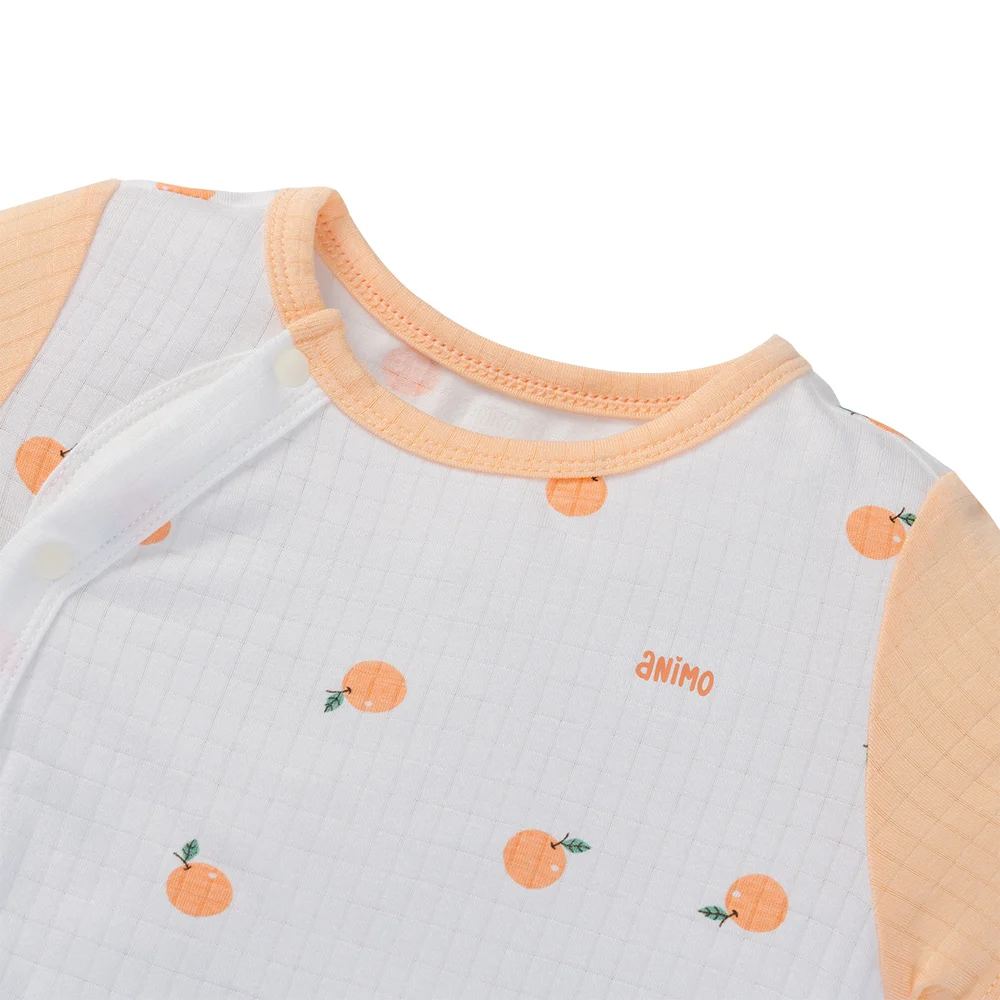 Set 2 bodysuit rayon chống muỗi đùi Animo VD0425035 (0-12M,Cam-trắng,TT06)