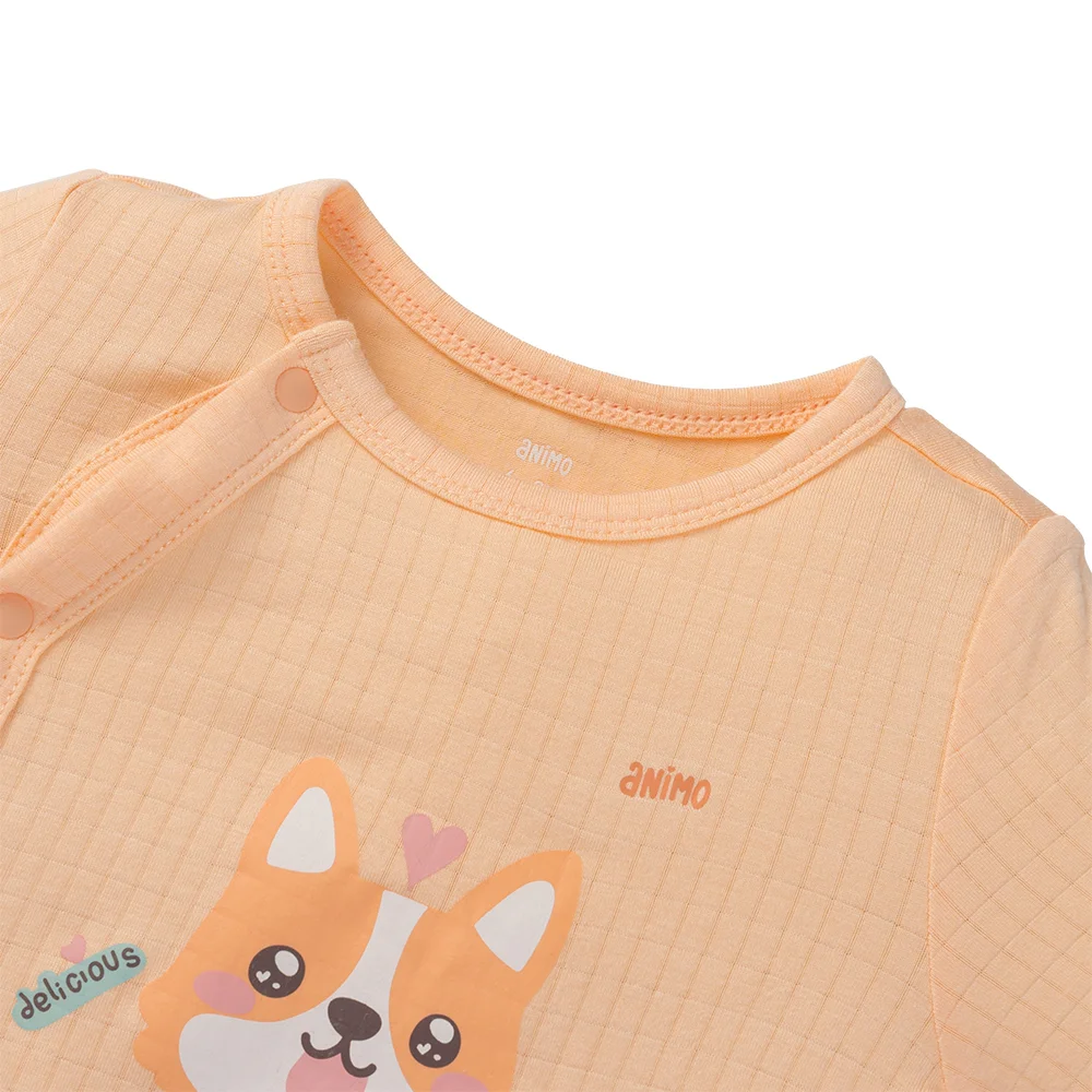 Set 2 bodysuit rayon chống muỗi đùi Animo VD0425035 (0-12M,Cam-trắng,TT06)