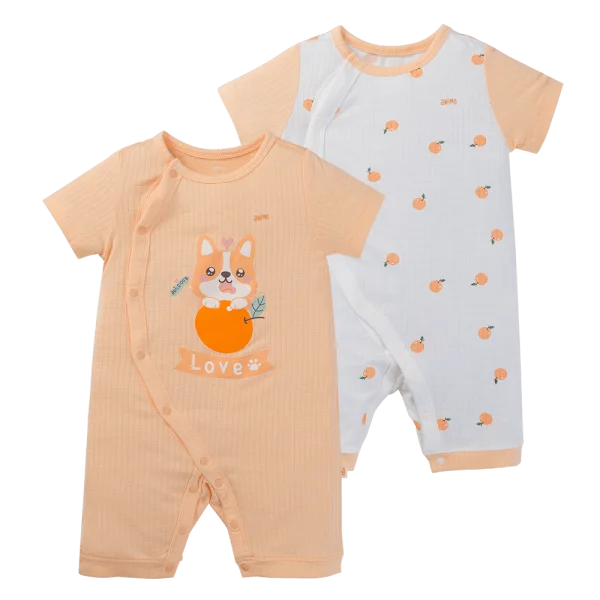Set 2 bodysuit rayon chống muỗi đùi Animo VD0425035 (0-12M,Cam-trắng,TT06)