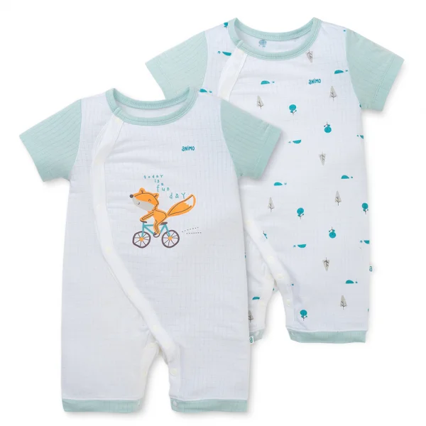Set 2 bodysuit rayon chống muỗi đùi Animo VD0425034 (0-12M,Ngọc-trắng,TT06)
