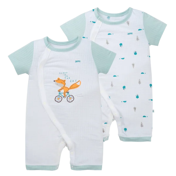 Set 2 bodysuit rayon chống muỗi đùi Animo VD0425034 (0-12M,Ngọc-trắng,TT06)
