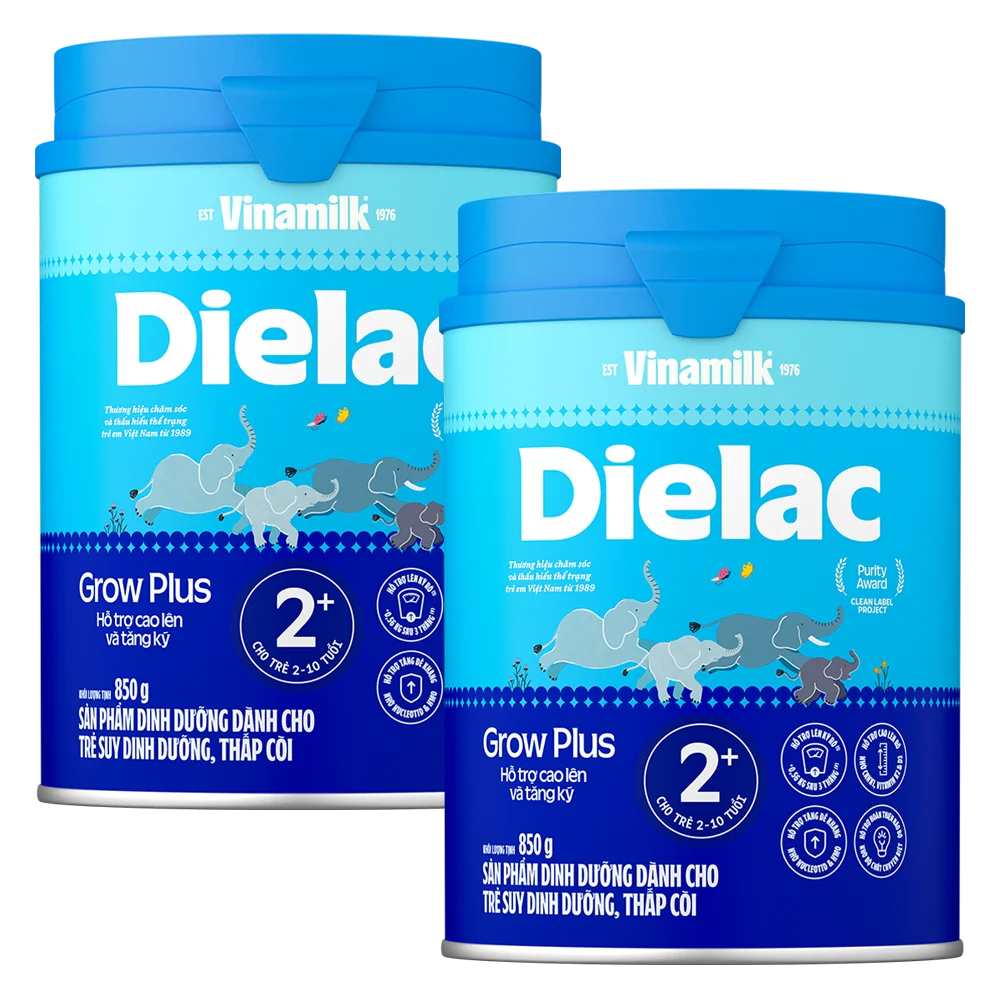 Combo 2 Sữa bột Dielac Grow Plus 2+ 850g (2-10 tuổi)