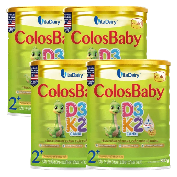 Combo 4 Sản phẩm dinh dưỡng công thức Colosbaby Gold D3K2 2+ 800g (Từ 2 tuổi)