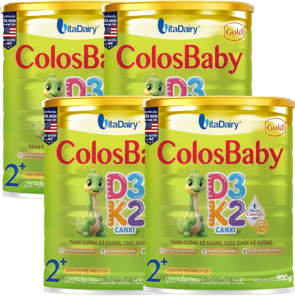 Combo 4 Sản phẩm dinh dưỡng công thức Colosbaby Gold D3K2 2+ 800g (Từ 2 tuổi)