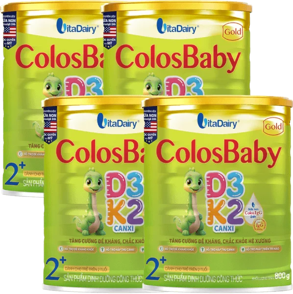 Combo 4 Sản phẩm dinh dưỡng công thức Colosbaby Gold D3K2 2+ 800g (Từ 2 tuổi)