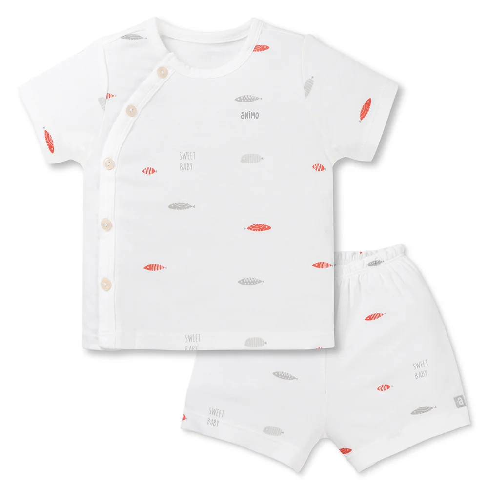 Bộ modal kháng khuẩn ngắn Animo HR VD0525062 (0-6M, Trắng)