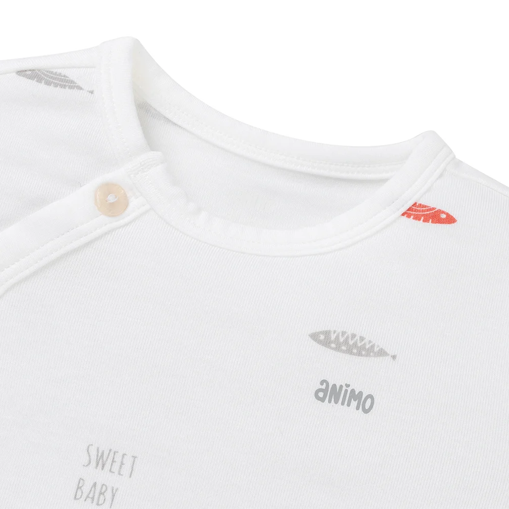 Bộ modal kháng khuẩn ngắn Animo HR VD0525062 (0-6M, Trắng)