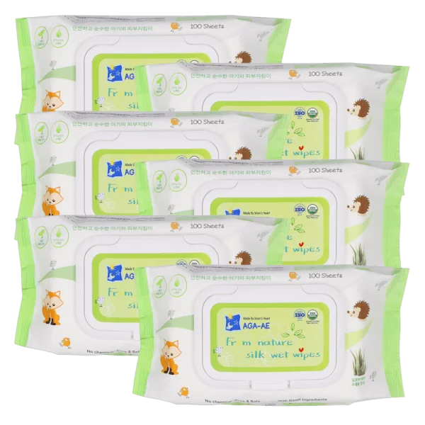 Combo 6 Khăn ướt chiết xuất tự nhiên Aga-ae, 100 tờ