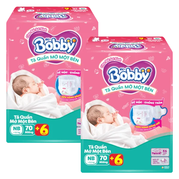 Combo 2 Bobby Quần Mở Một Bên Newborn 70M *giao bao bì ngẫu nhiên