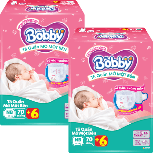 Combo 2 Bobby Quần Mở Một Bên Newborn 70M