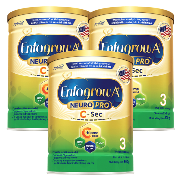 Combo 3 Sữa Enfagrow A+ NeuroPro 3 C-Sec 800g (2-6 tuổi)