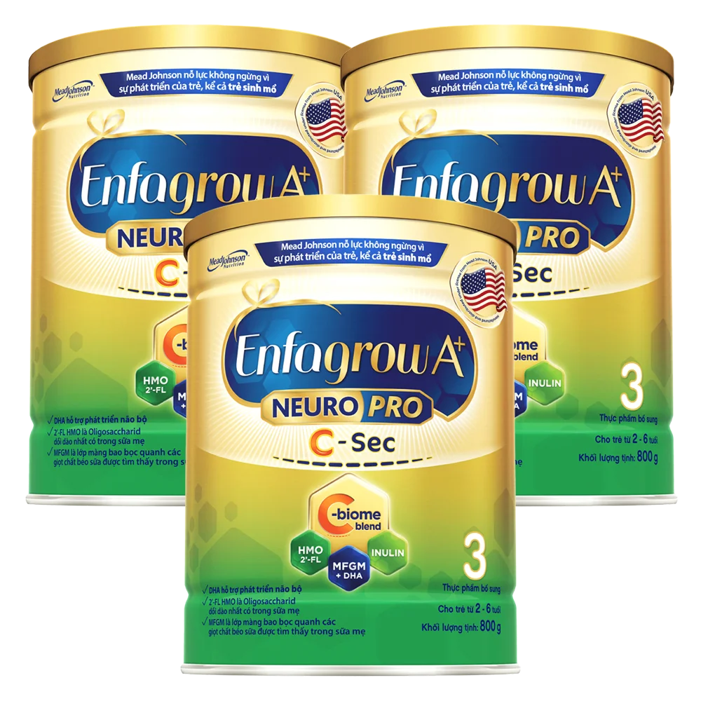 Combo 3 Sữa Enfagrow A+ NeuroPro 3 C-Sec 800g (2-6 tuổi)