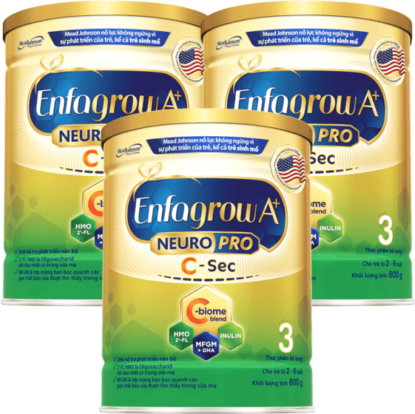 Combo 3 Sữa Enfagrow A+ NeuroPro 3 C-Sec 800g (2-6 tuổi)