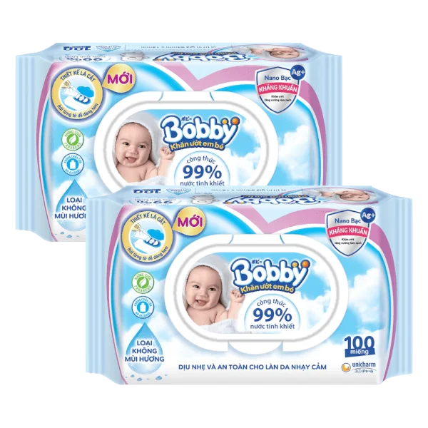 Combo 2 Khăn ướt Bobby care 100 miếng (không hương)