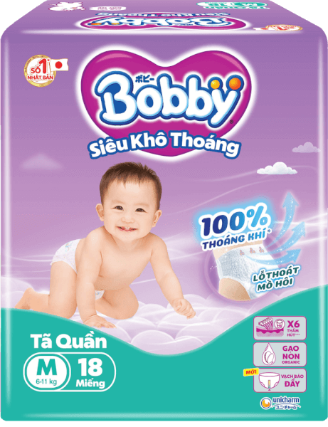 QT Bobby_Tã quần Bobby Fresh (M, 6-10kg, 18 miếng)