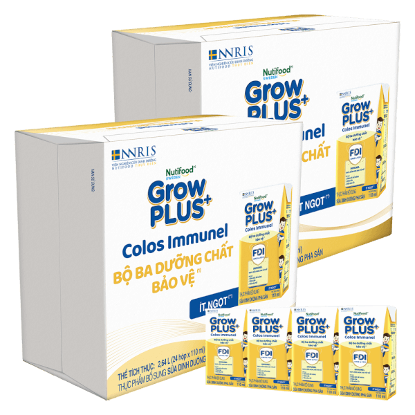 Thùng sữa GrowPLUS+ Colos Immunel, 4x110ml, 12 lốc (1 Thùng 12 lốc hoặc 2 thùng 6 lốc)