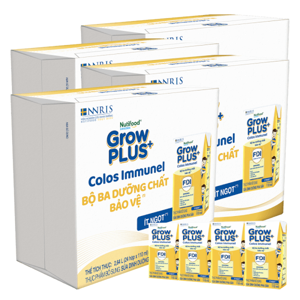 Combo 2 thùng sữa GrowPLUS+ Colos Immunel, 4x110ml, 24 lốc (2 thùng 12 lốc hoặc 4 thùng 6 lốc)