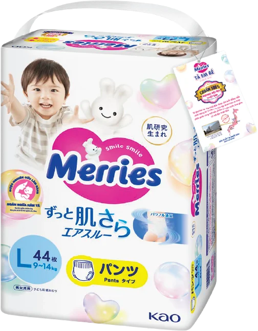 Tã quần Merries (L, 9-14kg, 44 miếng) (giao bao bì ngẫu nhiên)