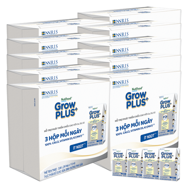 Combo 5 Thùng sữa GrowPLUS+ (Bạc), 4x110ml, 60 lốc (5 thùng 12 lốc hoặc 10 thùng 6 lốc)