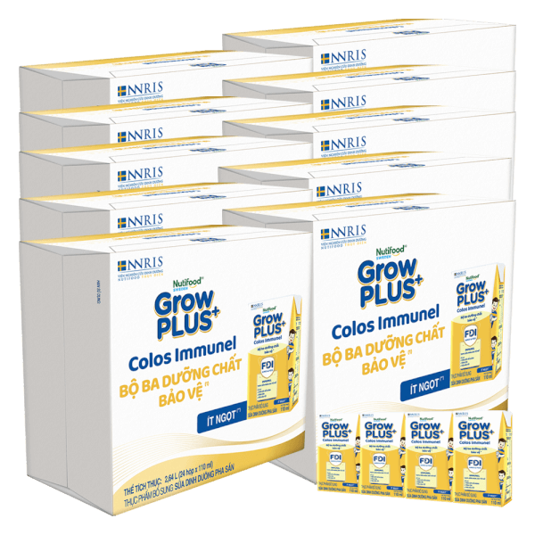 Combo 5 Thùng sữa GrowPLUS+ Colos Immunel, 4x110ml, 60 lốc (5 thùng 12 lốc hoặc 10 thùng 6 lốc)