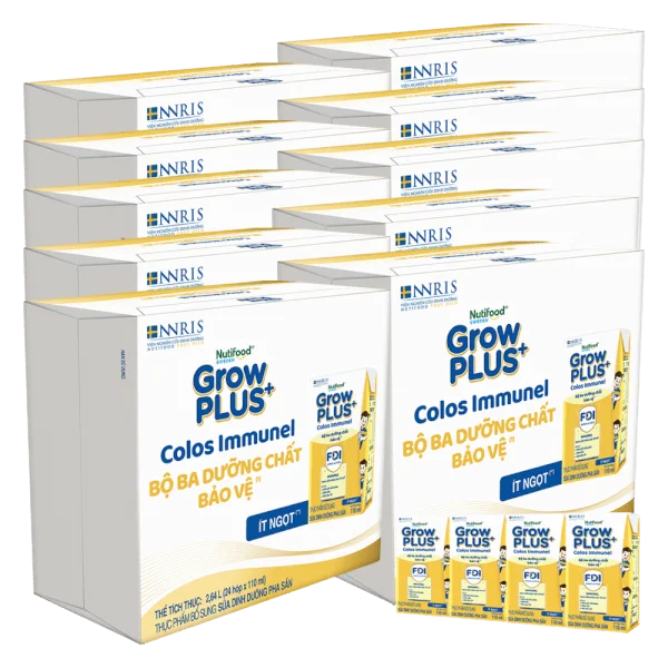 Combo 5 Thùng sữa GrowPLUS+ Colos Immunel, 4x110ml, 60 lốc (5 thùng 12 lốc hoặc 10 thùng 6 lốc)