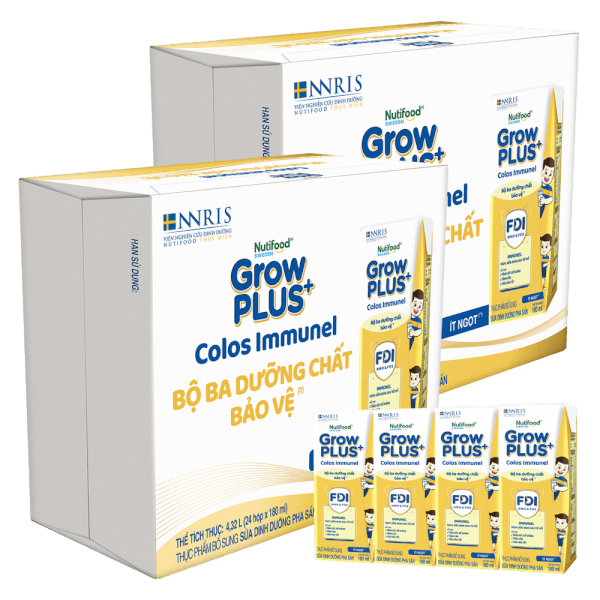 Thùng Sữa GrowPLUS+ Colos Immunel 180ml, 12 lốc (1 thùng 12 lốc hoặc 2 thùng 6 lốc)