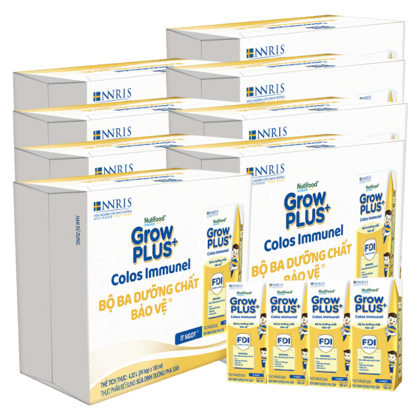Combo 4 thùng Sữa GrowPLUS+ Colos Immunel 180ml, 48 lốc (4 thùng 12 lốc hoặc 8 thùng 6 lốc)