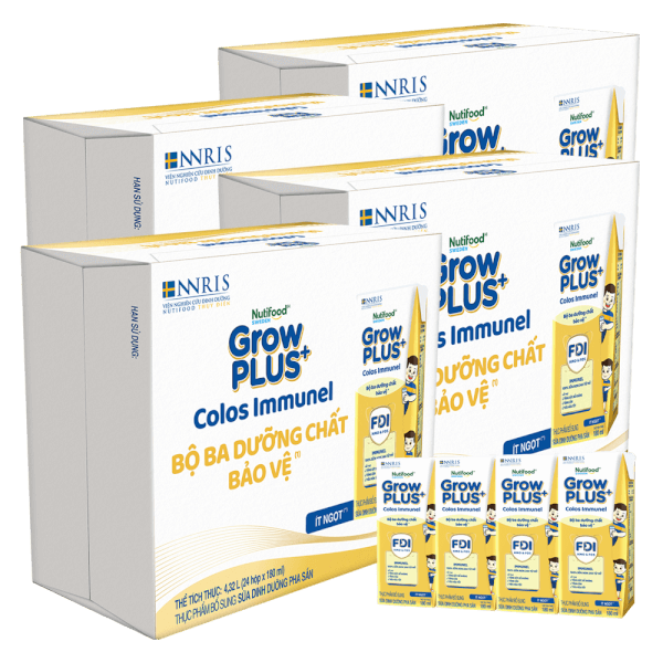 Combo 2 Thùng Sữa GrowPLUS+ Colos Immunel 180ml, 12 lốc (2 thùng 12 lốc hoặc 4 thùng 6 lốc)