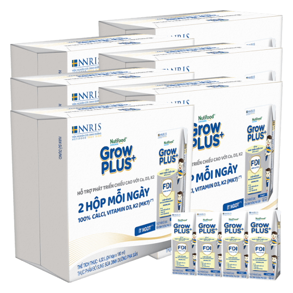 Combo 3 Thùng Sữa GrowPLUS+ (Bạc) 180ml, 36 lốc (3 thùng 12 lốc hoặc 6 thùng 6 lốc)