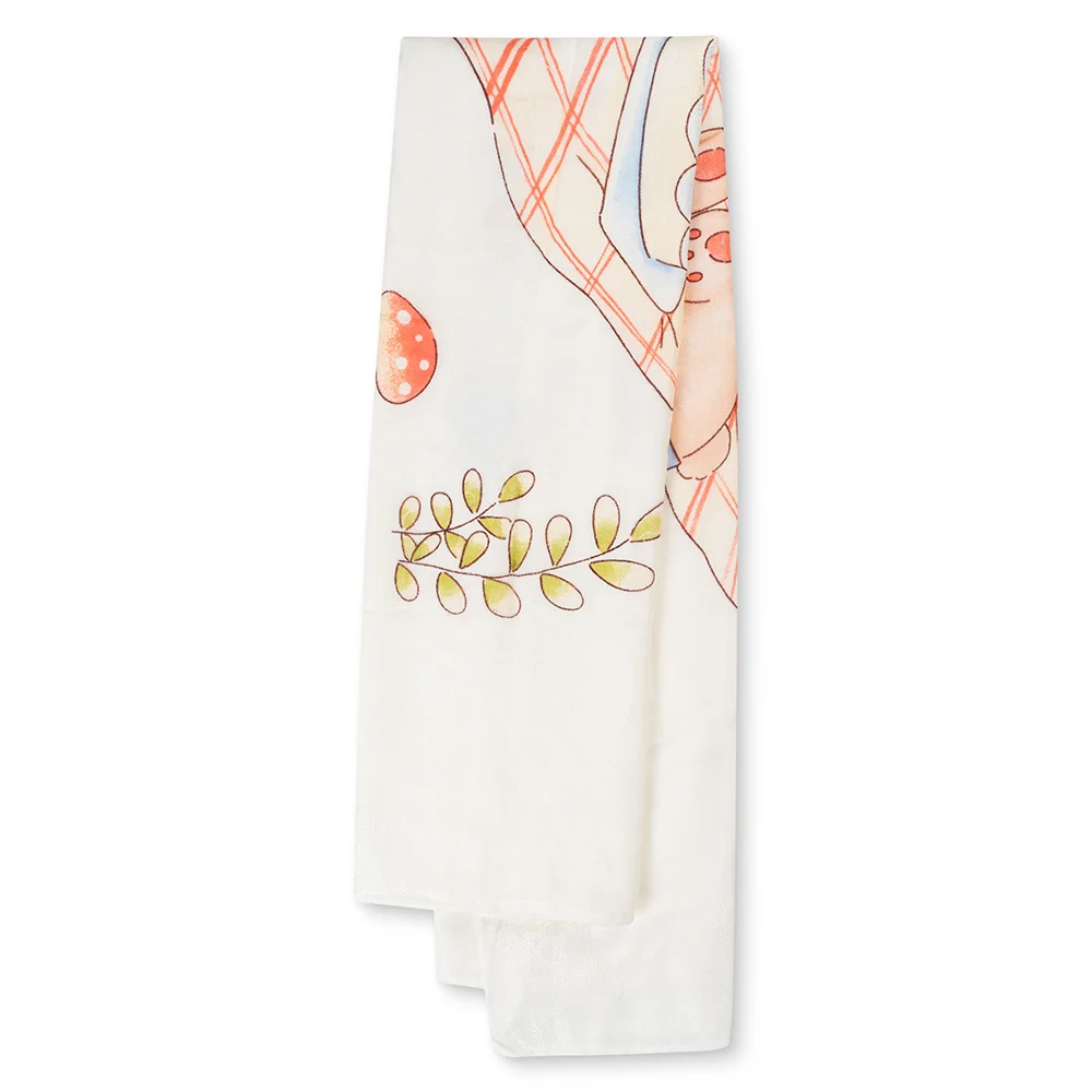 Set 2 Khăn tắm đa năng sợi tre in hình Animo  B2409_MN005 (110x110cm,Trắng,Giao hoạ tiết ngẫu nhiên)