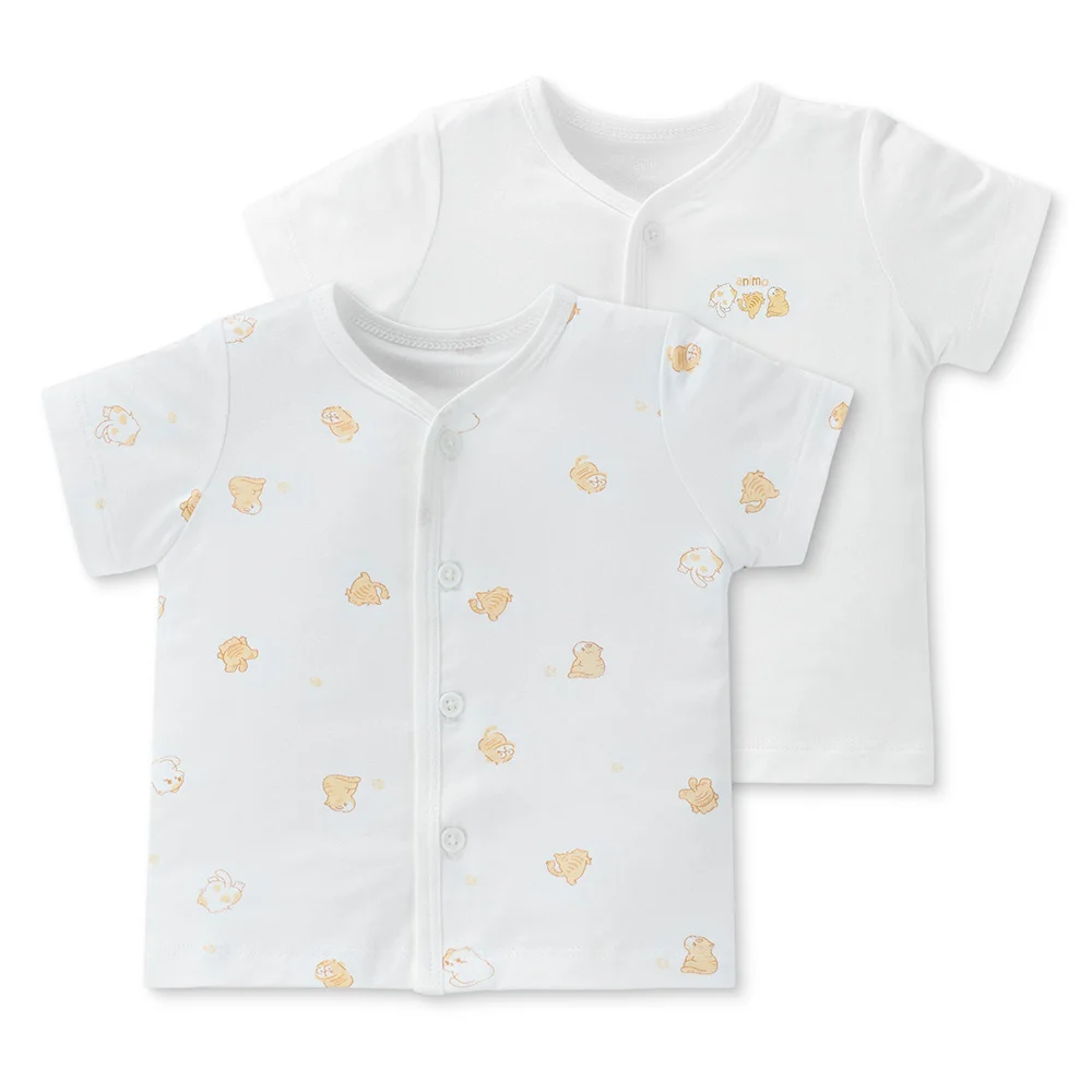 Set 2 áo sơ sinh cài giữa tay ngắn Animo Easy HN0125002 (NB-9M,Trắng,NN05)