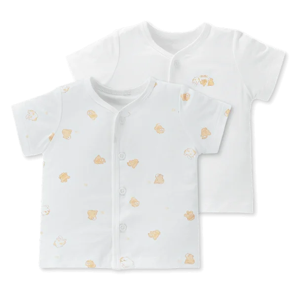 Set 2 áo sơ sinh cài giữa tay ngắn Animo Easy HN0125002 (NB-9M,Trắng,NN05)