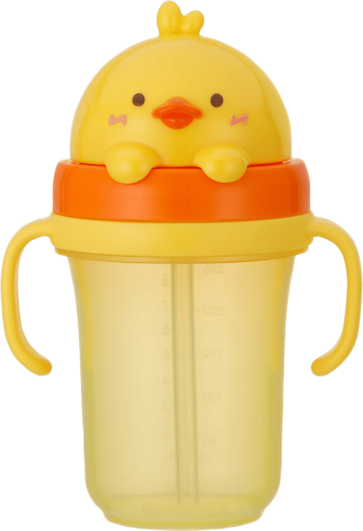 Bình tập uống ống hút chống tràn 3D Edison (300ml, vịt vàng)