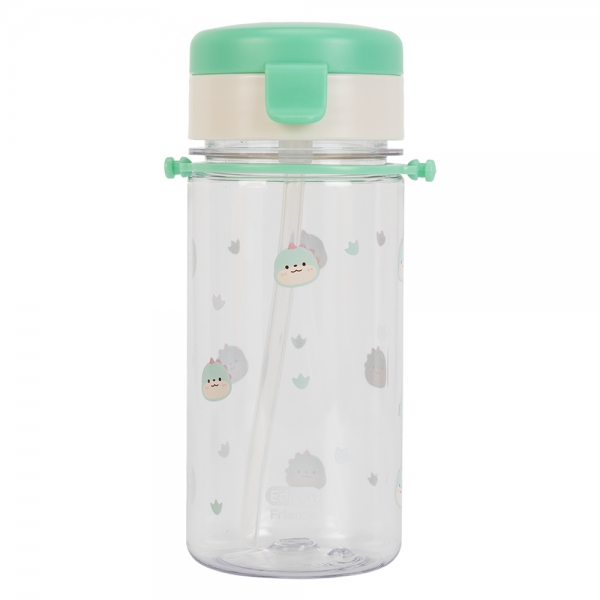 Bình tập uống ống hút chống tràn ecozen Edison (350ml, dây đeo, xanh lá)
