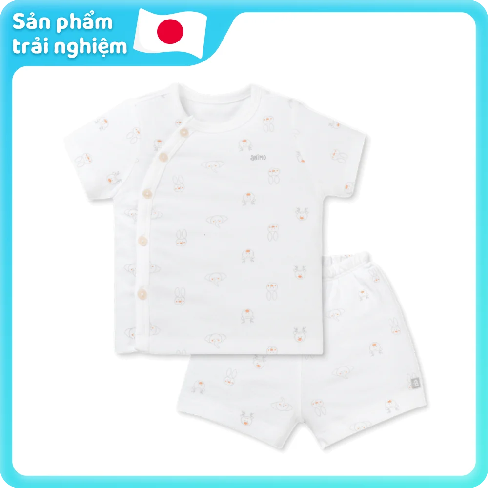 Bộ modal kháng khuẩn ngắn Animo HR VD0625010 (0-6M,Xám-trắng,NN06)