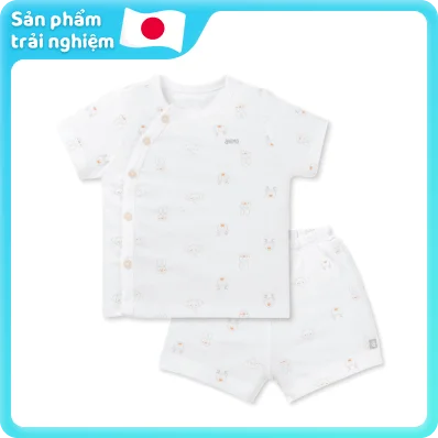 Bộ modal kháng khuẩn ngắn Animo HR VD0625010 (0-6M,Xám-trắng,NN06)