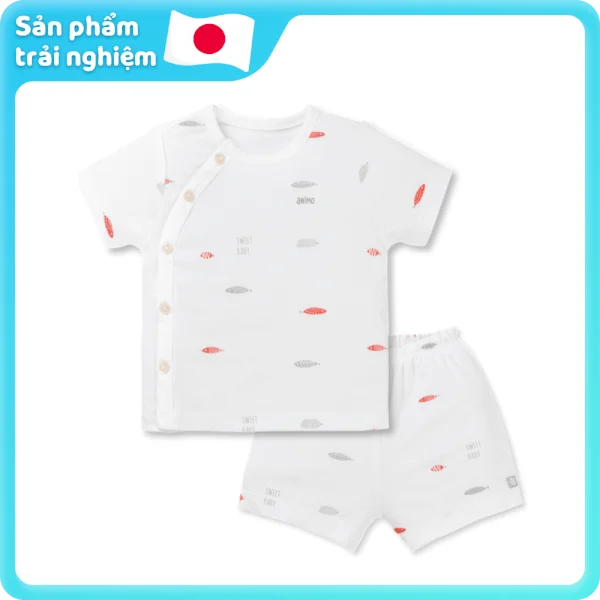 Bộ modal kháng khuẩn ngắn Animo HR VD0525062 (0-6M, Trắng)