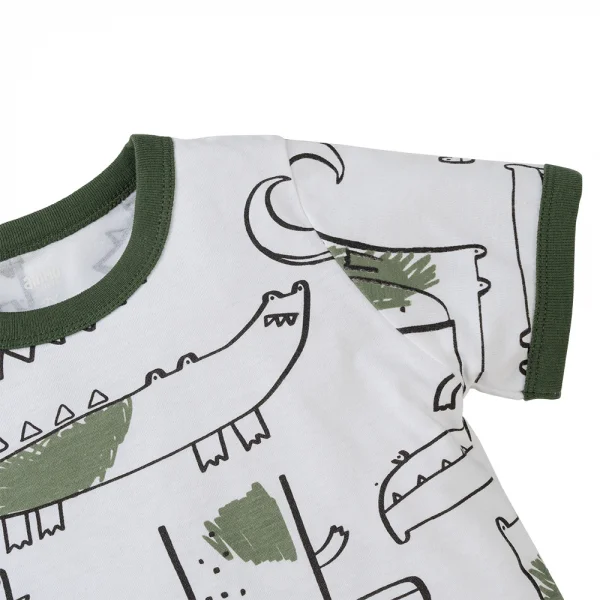 Bộ bé trai ngắn Animo Easy HN0425020 (1-4Y,Trắng-lá,TT04)