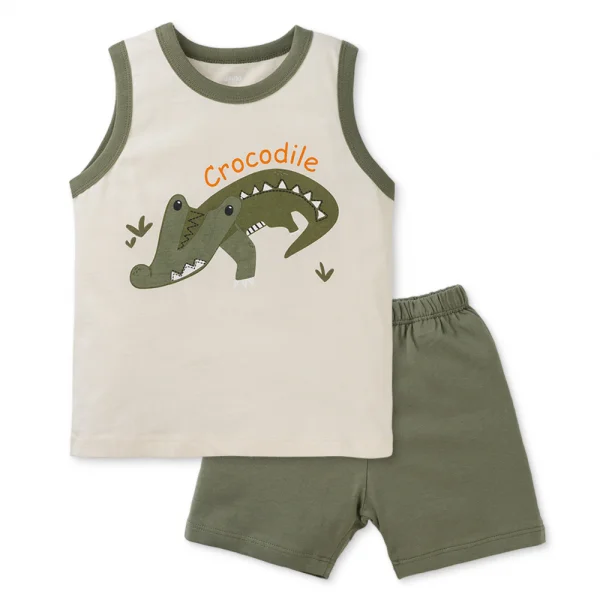 Bộ bé trai sát nách Animo Easy HN0425011 (1-4Y,Kem-lá,NN02)