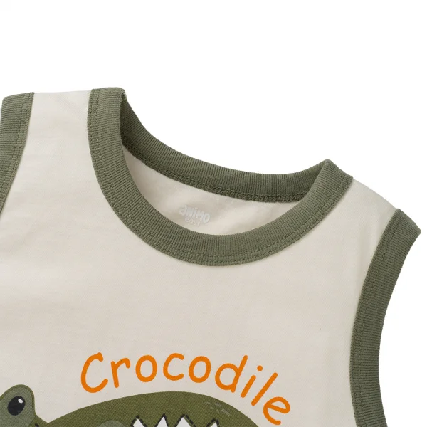 Bộ bé trai sát nách Animo Easy HN0425011 (1-4Y,Kem-lá,NN02)