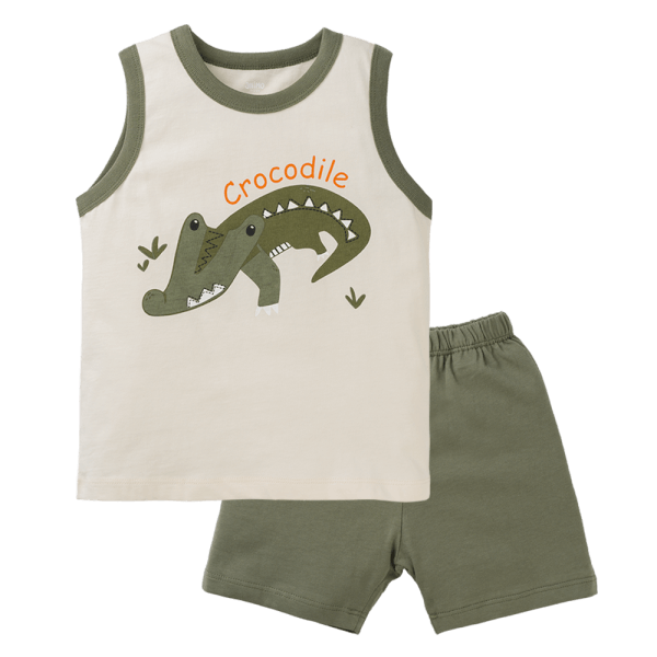 Bộ bé trai sát nách Animo Easy HN0425011 (1-4Y,Kem-lá,NN02)