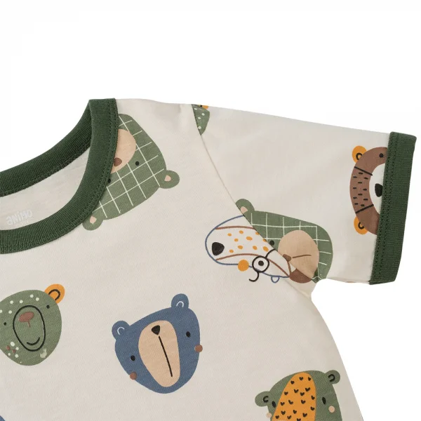 Bộ bé trai ngắn Animo Easy HN0425007 (1-4Y,Kem-lá,TT04)