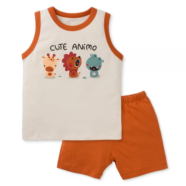 Bộ bé trai sát nách Animo Easy HN0425003 (1-4Y,Kem-cam,NN01)